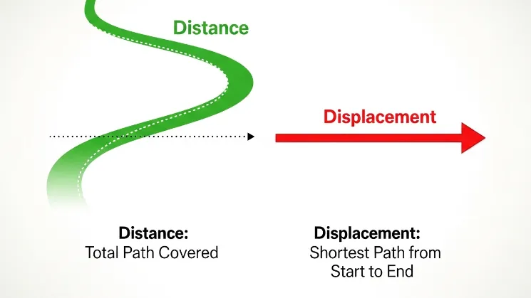 Difference Between displacement and distance