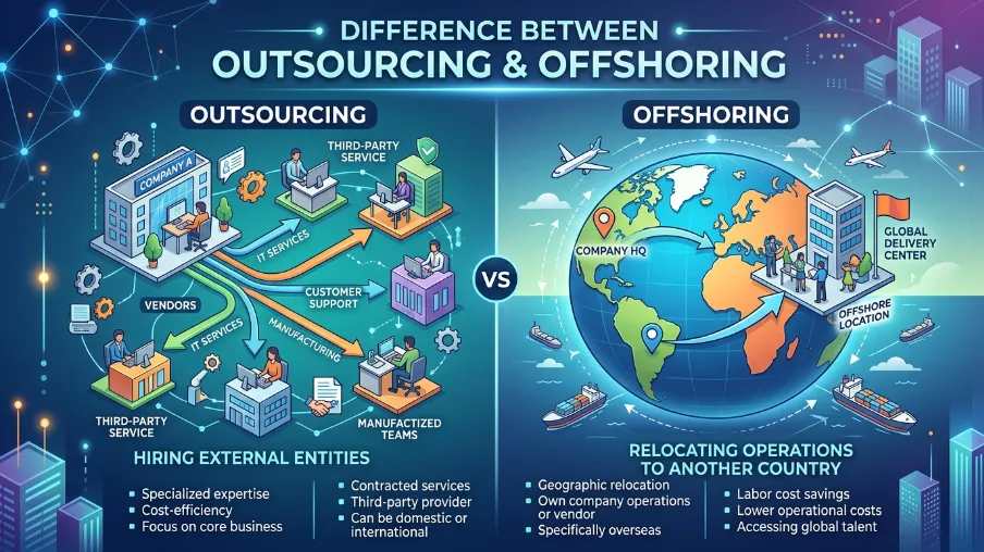 Difference Between Outsourcing and Offshoring