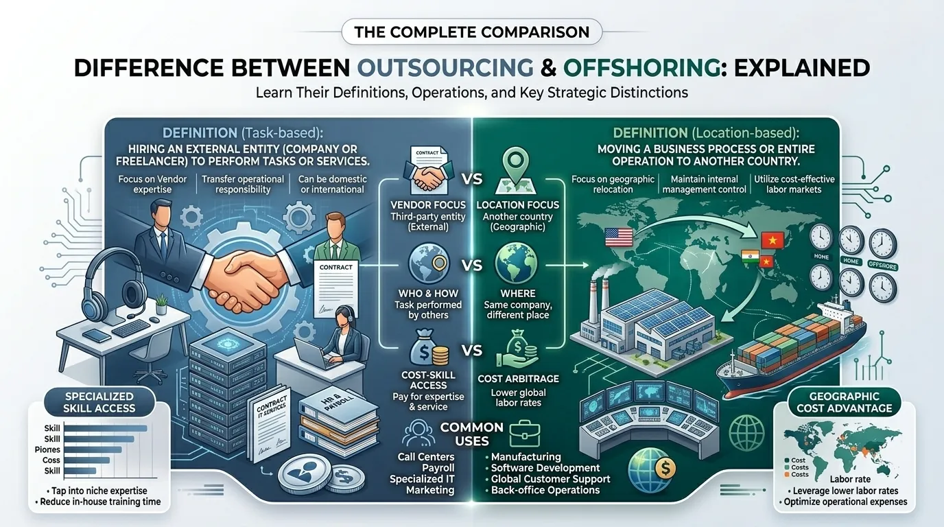Difference Between Outsourcing and Offshoring