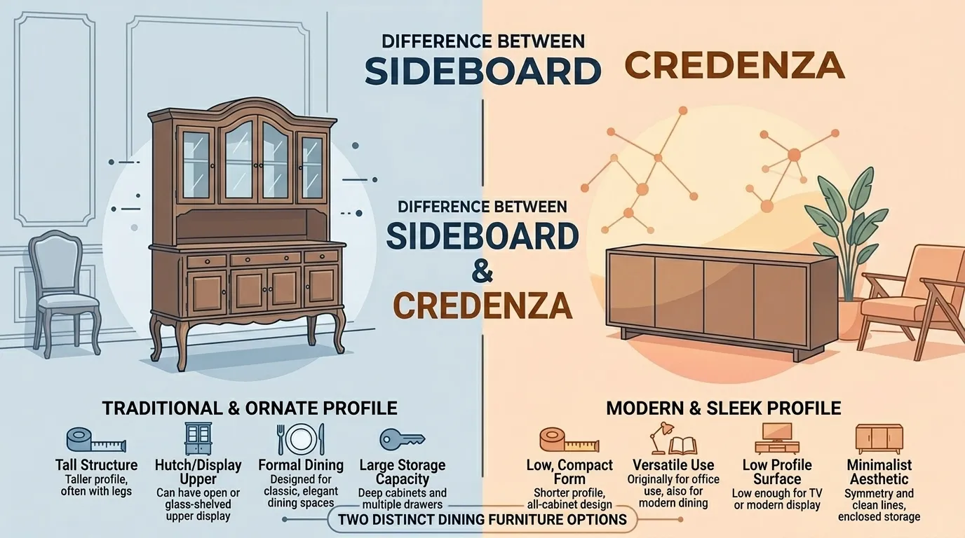 Difference Between Sideboard and Credenza