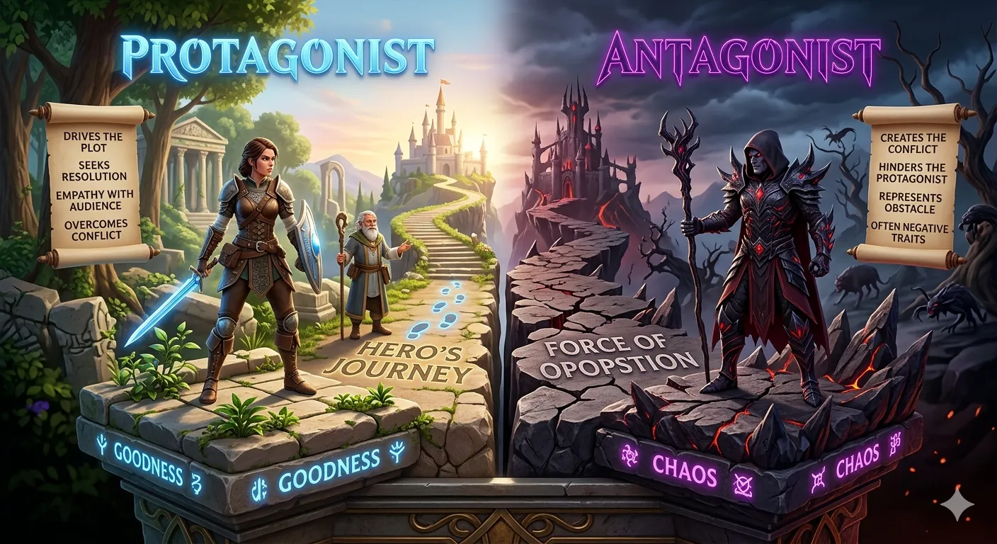 difference between antagonist and protagonist