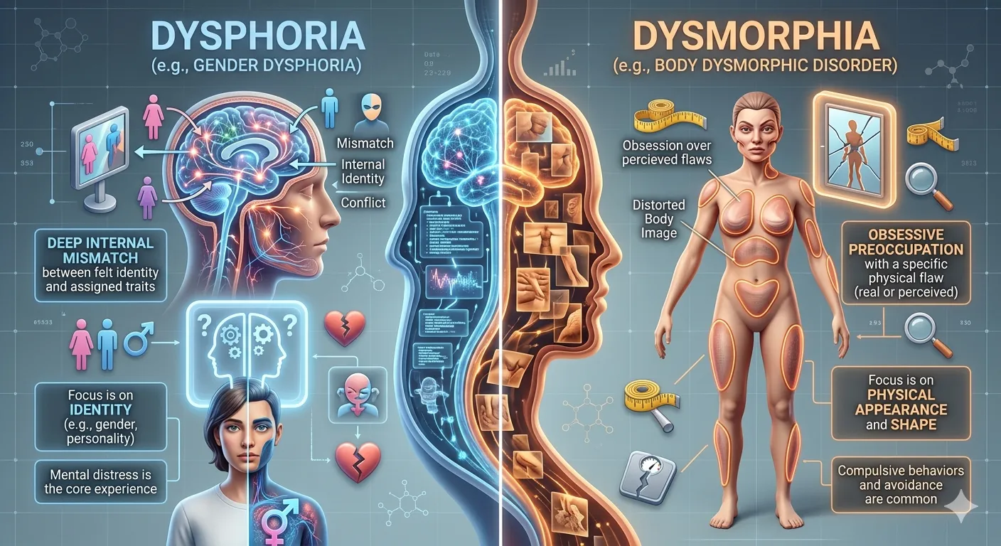 difference between dysphoria and dysmorphia