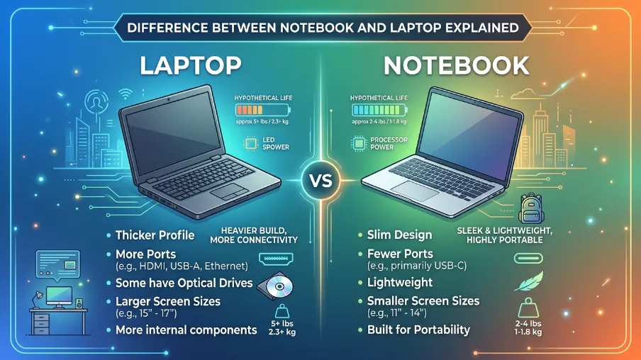 Difference Between Notebook and Laptop