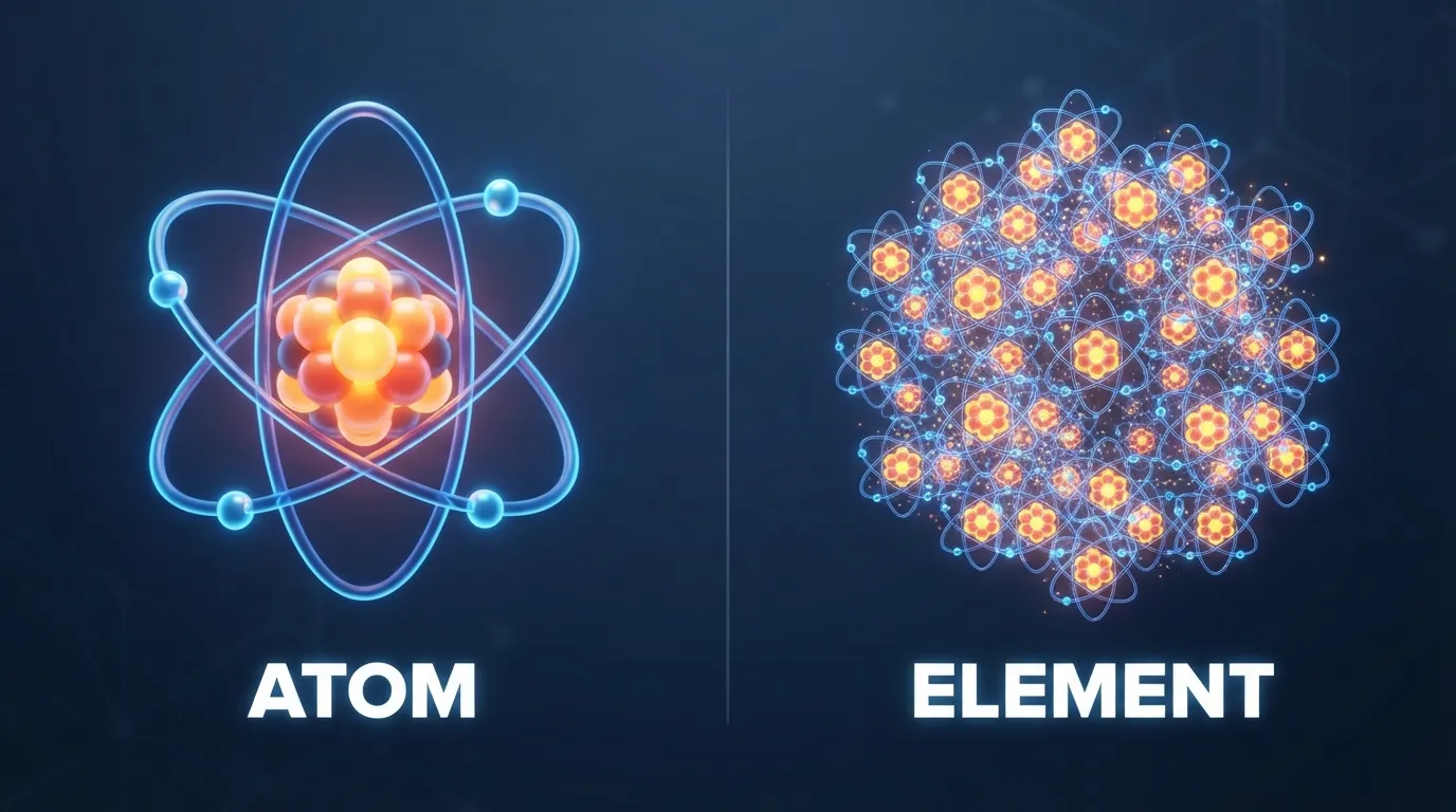 difference between atom and element
