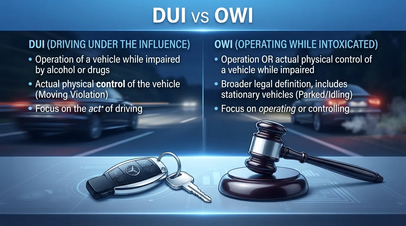 difference between dui and owi